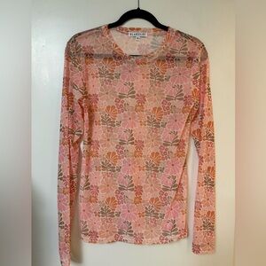 Blakely Floral Mesh Top - Pink and Orange